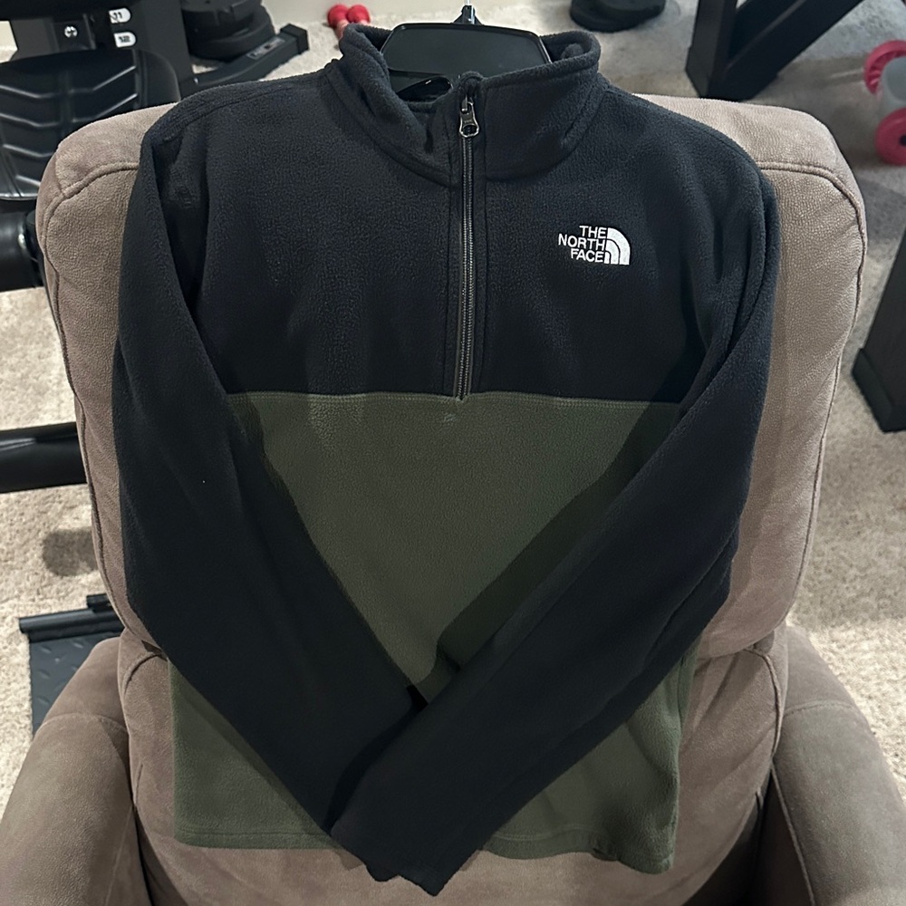 Boys The North Face Black and Olive Fleece Jacket